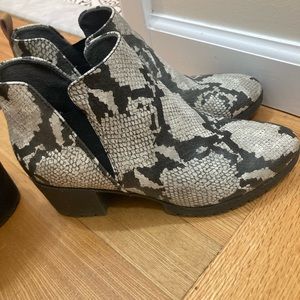 Snake print booties